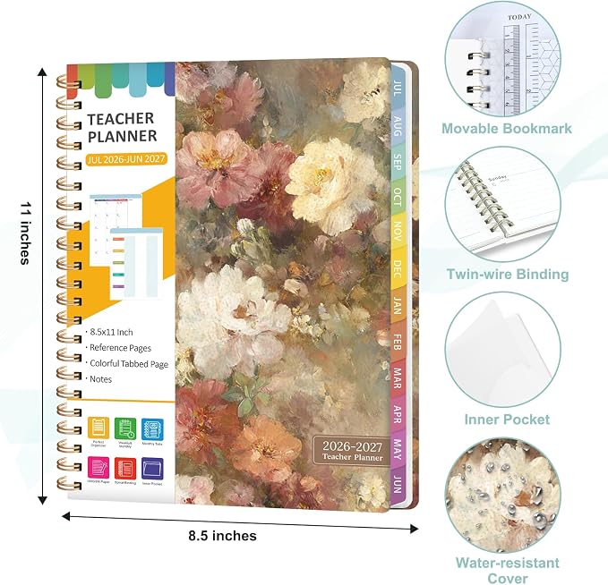 Teacher Planner 2026-2027, 7 Period Lesson Plan Book, 8.5" x 11" | July - Image 7