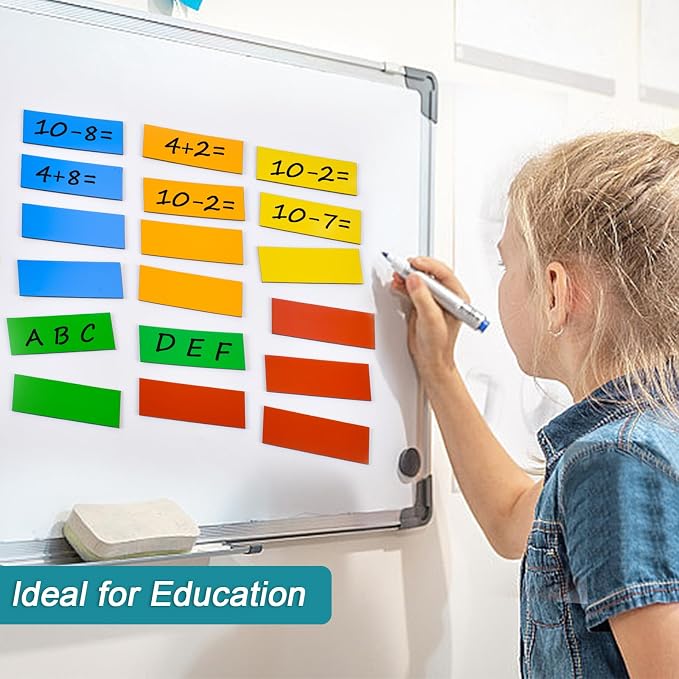 50 Pack Dry Erase Magnetic Labels 5 Colors Reusable Write On Magnets Sticker - Image 6