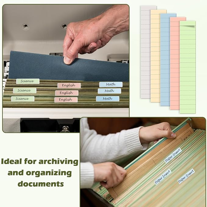 100 Pcs Hanging File Folder Tab Inserts 2 Inch Colored Blank File Tab Hanging - Image 6