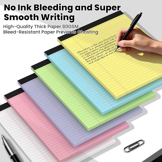 12pcs Legal Pads 8.5 x 11, Notepads 8.5 x 11 Inch, 30 Sheets/Pack, Colored Note - Image 5