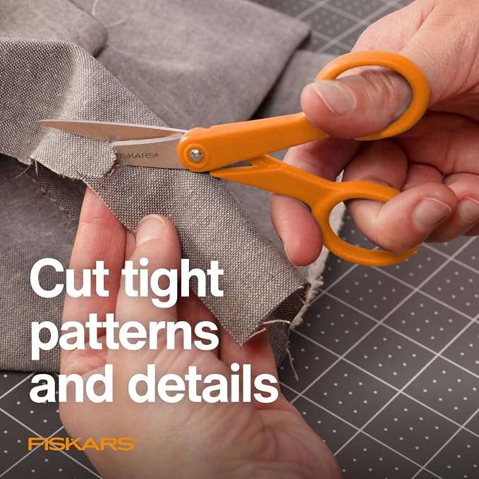 Fiskars Premier No. 5 Micro-Tip Orange-Handled Fabric Scissors, Double Loop - Image 3