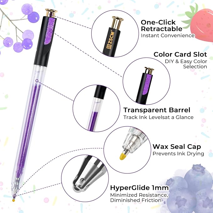 ZSCM Retractable Gel Pen For Adult Coloring, 60 Colors Large Capacity - Image 2