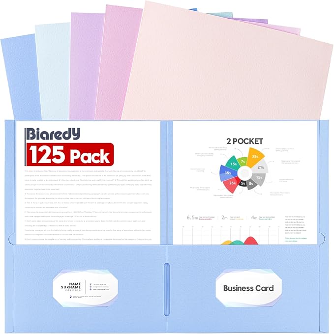 125 Pack Bulk Two Pocket Folders, Letter Size 8.5" x 11" Paper Folders by Unknown