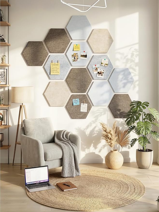 8 Pack Hexagon Felt Bulletin Board Tiles - Image 8