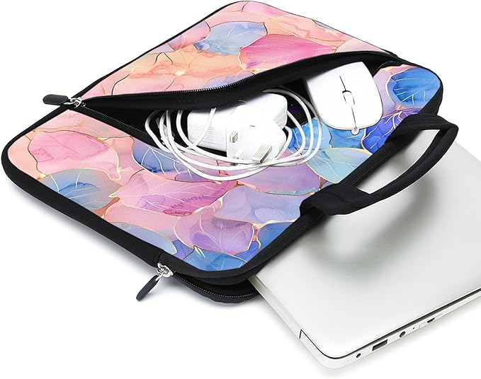 11.6-12.2 inches Laptop Sleeve Chromebook Case Ultrabook Case Notebook Sleeve Tablet Case Neoprene Handle Sleeve for Men Women, Two Pockets(Leaf)