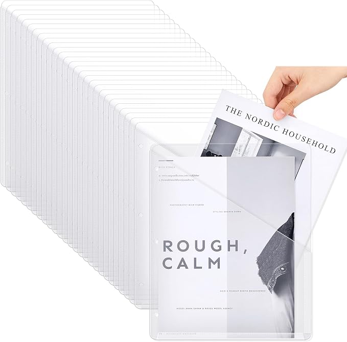 Seajan 100 Pcs Pocket Folders for 3 Ring Binder Clear Plastic Folders Sleeves by Seajan