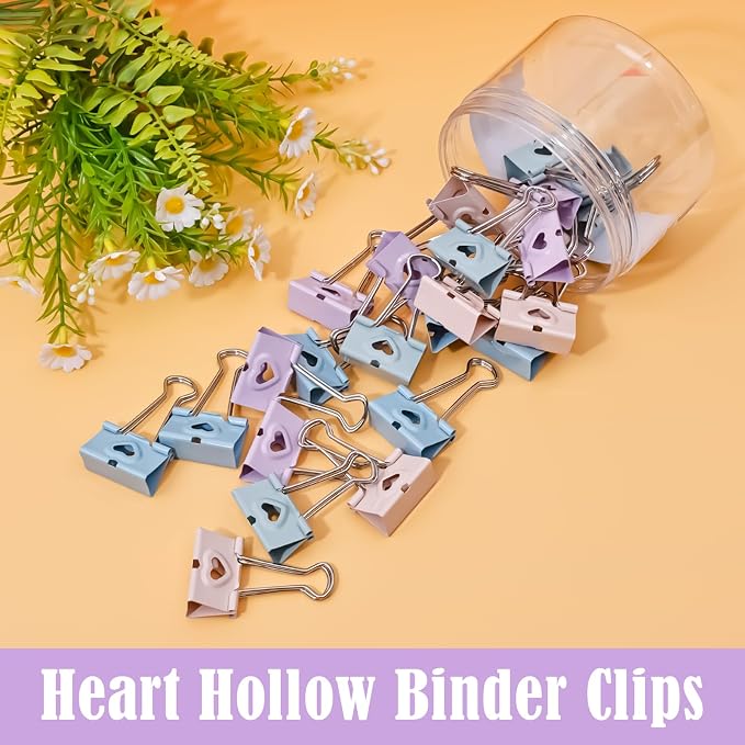BAYTORY 24Pcs Pastel Binder Clips, 1.25 Inch Medium Binder Clips, - Image 6