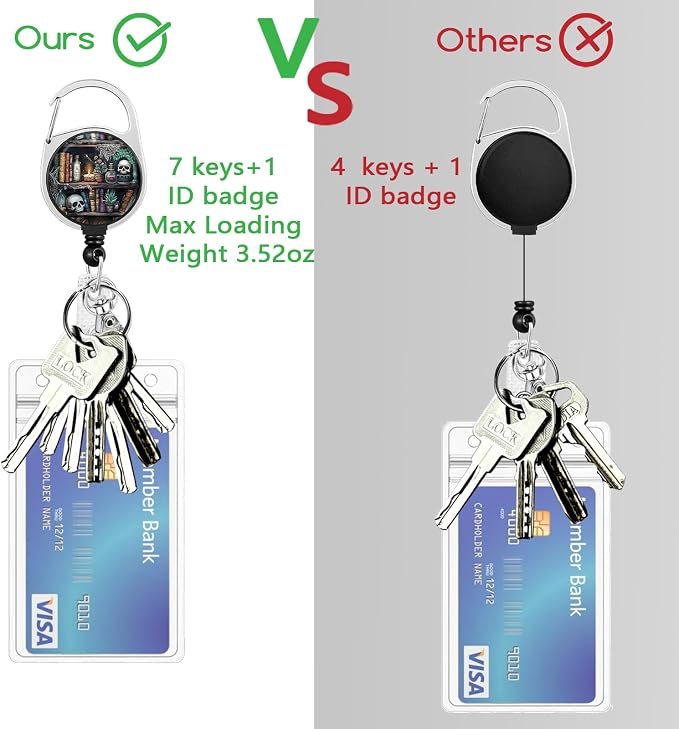 Goth Lanyards for ID Badges, Badge Holder Retractable Reel Clip Funny Skull - Image 6