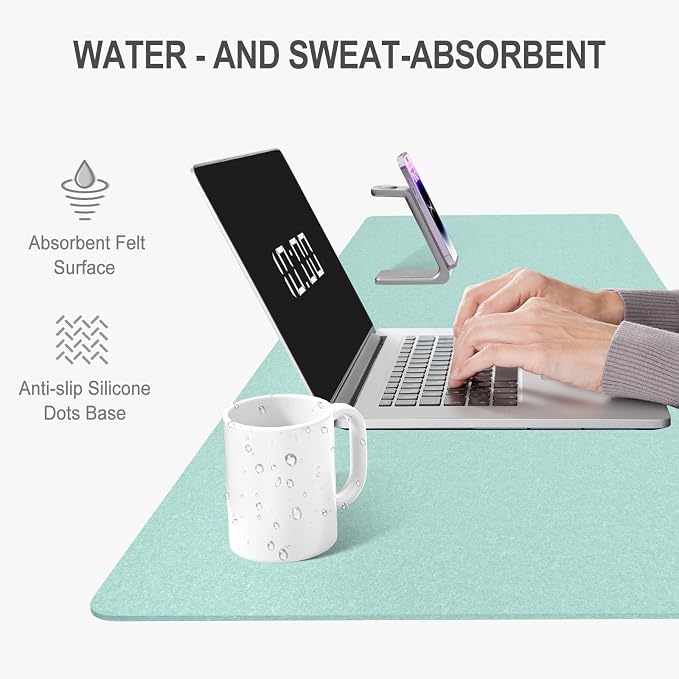 Auhoahsil Felt Desk Mat, Minimalist Large Mouse Pad XL 31.5 x 11.8 in, Desk Matt - Image 5