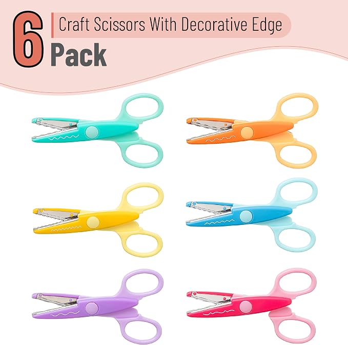 Mr. Pen- Craft Scissors Decorative Edge, 6 Pack, Candy | Zig Zag Scissors - Image 2