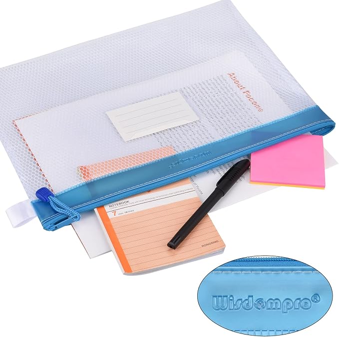 Wisdompro Zipper Pouch, 4 Packs Durable Letter Size Waterproof Mesh File Bag - Image 2