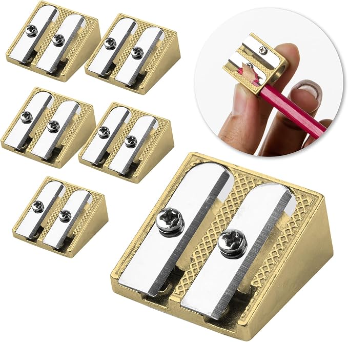 Mr. Pen- Handheld Metal Pencil Sharpener, 6 Pack | 2-Hole Dual Size by MrPen