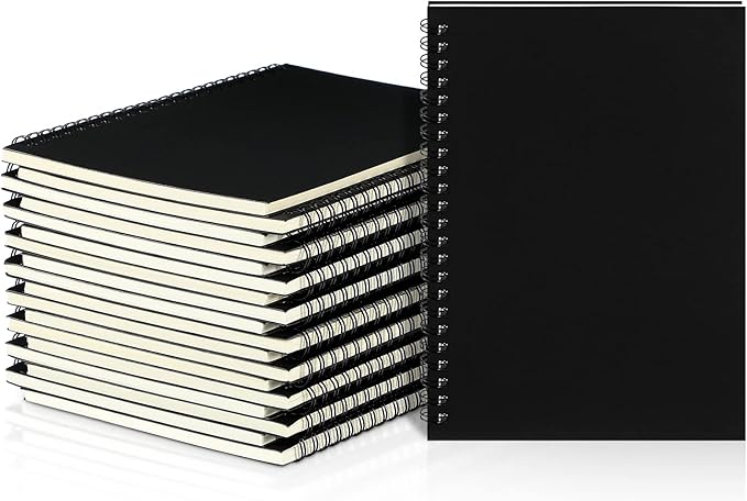 Yahenda 18 Pcs Spiral Notebook Bulk A5 Journal Lined 8.3'' x 5.5'' Writing Composition Paper Small Notepad Subject Notebook for Students Office Business Back to School Supplies (Black Color)-DeskLoop Office