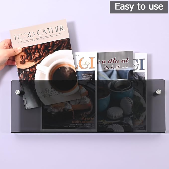 2 Pcs Acrylic Magazine Rack, Hanging Bookshelf Literature Storage Rack - Image 3