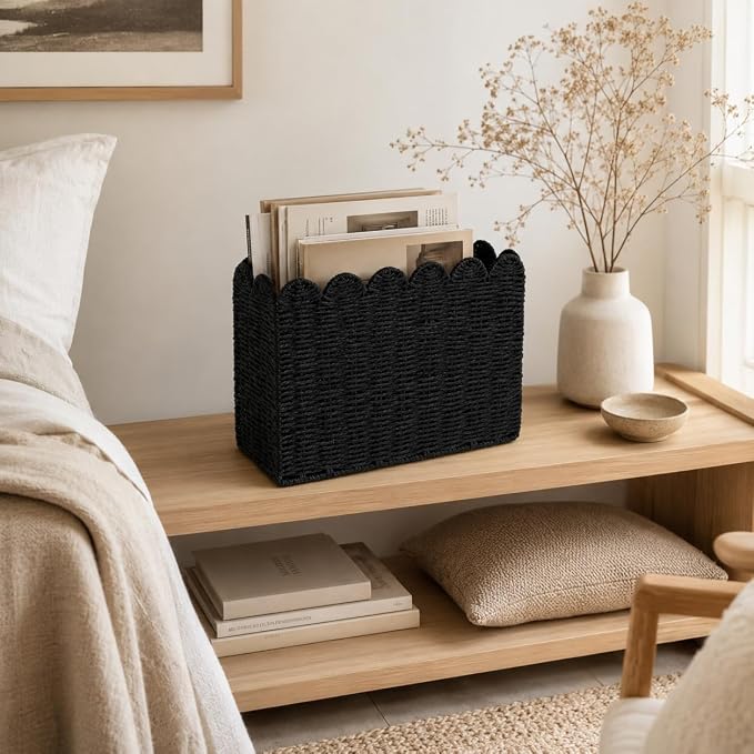 Black Paper Rope Magazine Holder - Image 6
