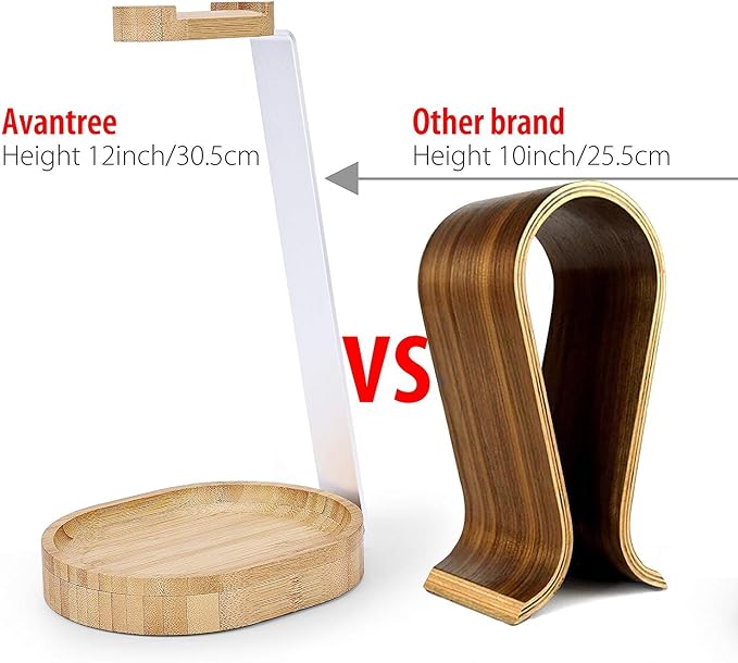 Avantree TR902 - Universal Wooden & Aluminum Headphone Stand Hanger - Image 6