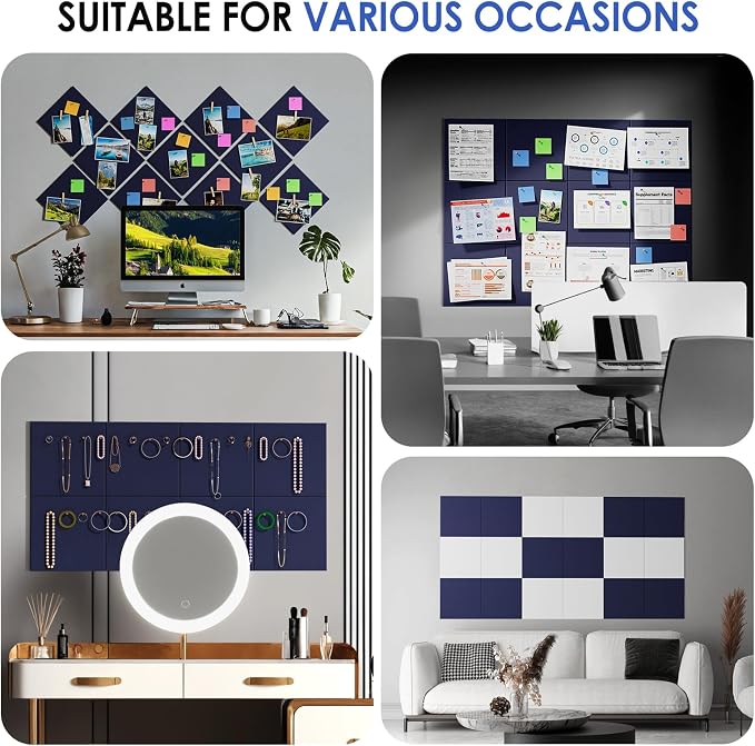 MaxGear Felt Bulletin Board 48" x 36", Dark Blue Felt Wall Tiles Wall Decor | - Image 6
