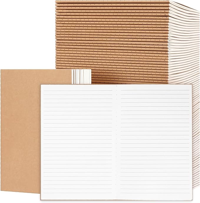 EOOUT 100pcs Lined A5 Kraft Notebook, Journals by EOOUT