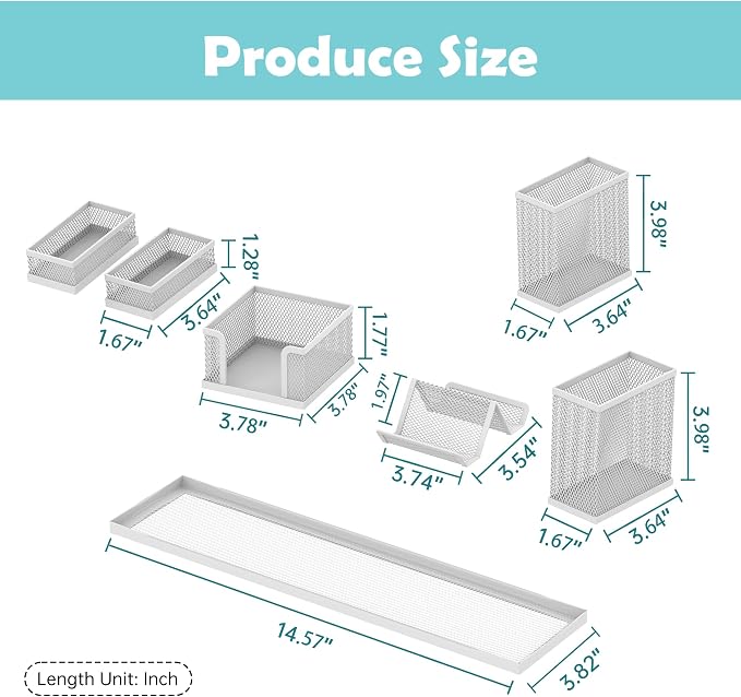 SUPEASY Pen Holder for Desk, 6 Piece Mesh Desk Organizer set for Office - Image 3