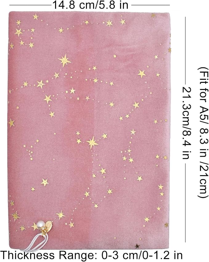 BLBMH A5 Book Covers for Paperbacks Book Cover for Privacy Fit for 5.5x8.3 inch Adjustable Book Sleeve Cover for Women Over 15 Diary Softcover Protector for Notebook - Velvet Pink-DeskLoop Office