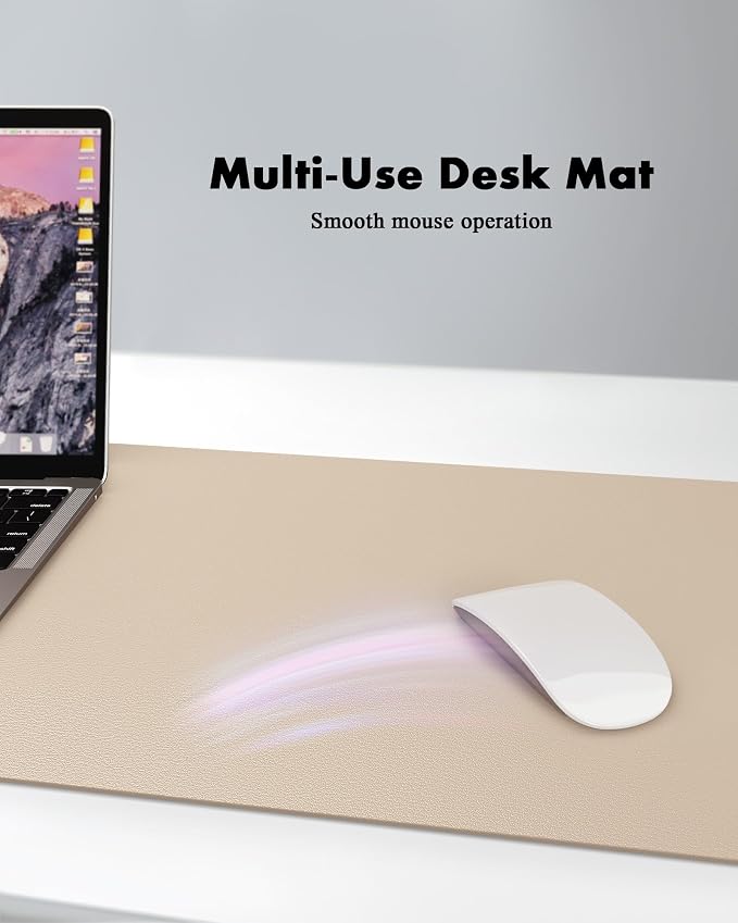 YSAGi Double-Sided Desk Pad, 31.5"x15.7" Leather Desk Mat, Eco Cork Desk Pad - Image 5