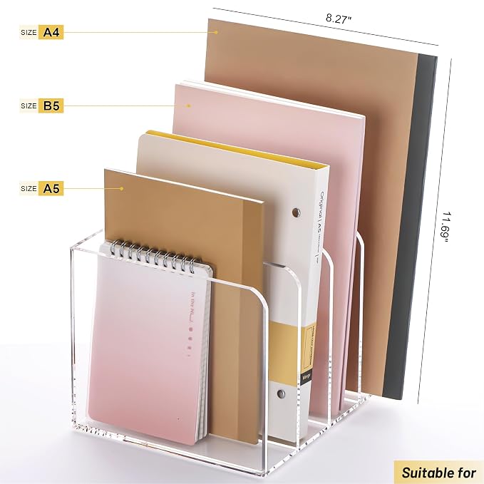 YUXUN Acrylic Magazine Holder, Book Storage-Office/Home/Classroom Organization - Image 3