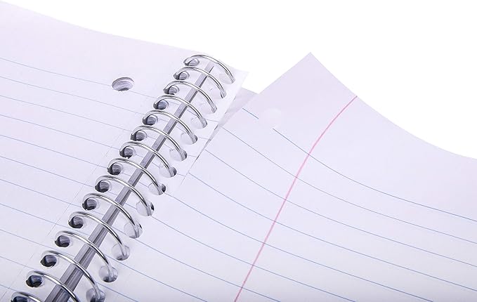 Mintra Office Durable Spiral Notebooks, 5 Subject (Red, Wide Ruled 1pk)