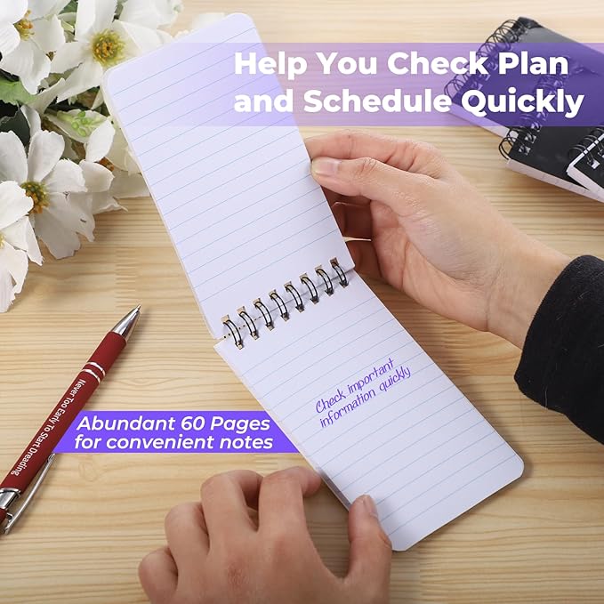 Small Spirals Notepads, 50 Pcs 3 x 5 Inches Mini Notebooks, 60 Sheets Mini Portable Pocket Notebook, Top Bound Notebook Memo Pads for Home Office School-DeskLoop Office