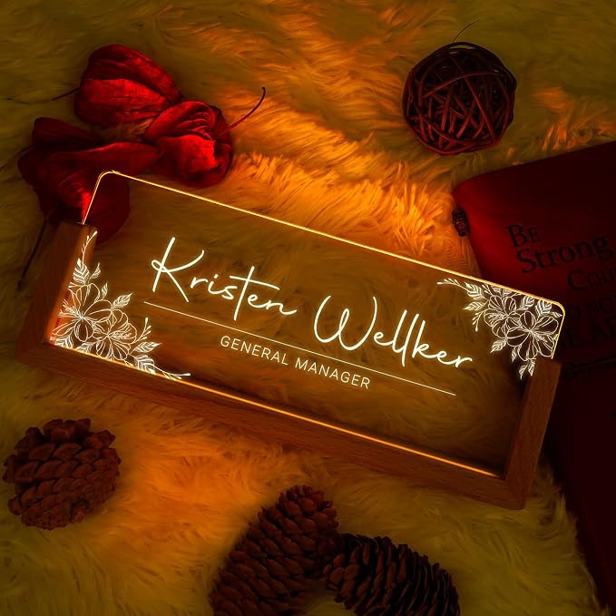Custom Name Plate for Desk, Personalized Light Up Acrylic Desk Name Plate - Image 2