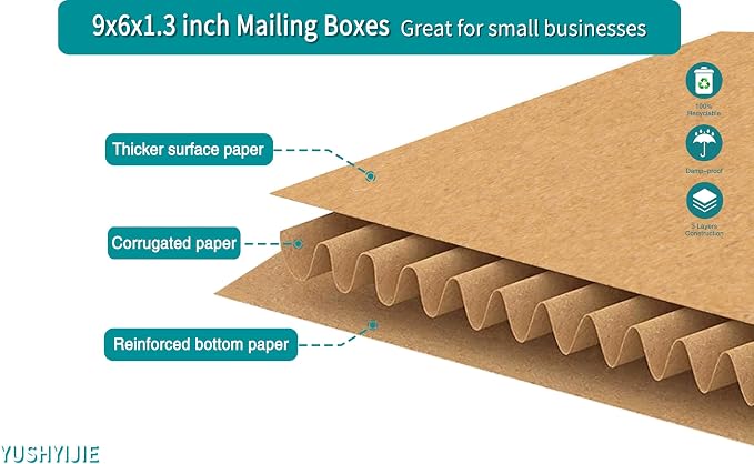 YUSHYIJIE 50 Pack 9x6x1.3 inch Small Shipping Boxes - Image 4