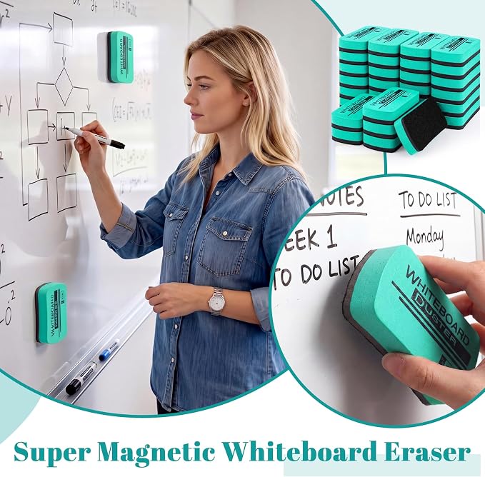 Outus 12 Pcs White Board Erasers Bulk Magnetic Dry Erase Erasers Assorted Color - Image 7