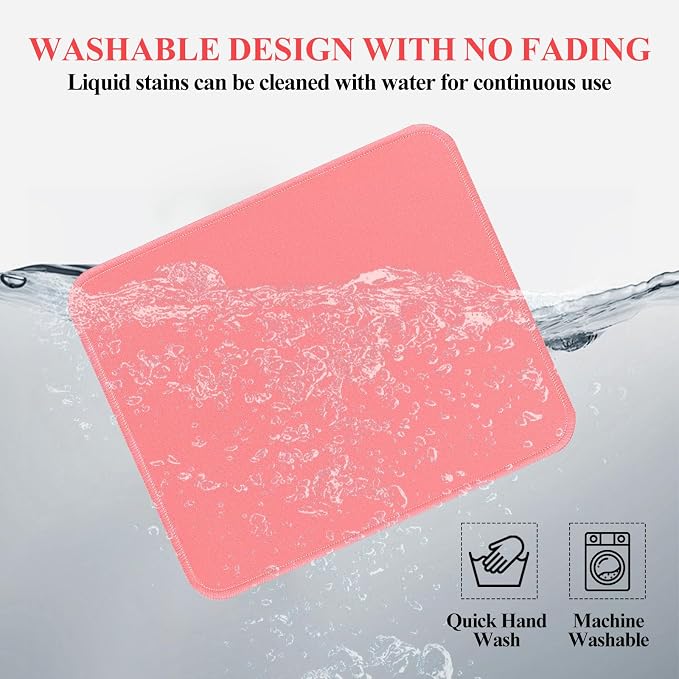 Mouse Pads, Light Pink Standard Mouse Pads, Office and Gaming, Stitched Edges - Image 6