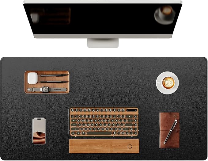 YSAGi Genuine Leather Desk Mat, 35.4"X17" Leather Desk Mat, Office Desk Pad by YSAGi