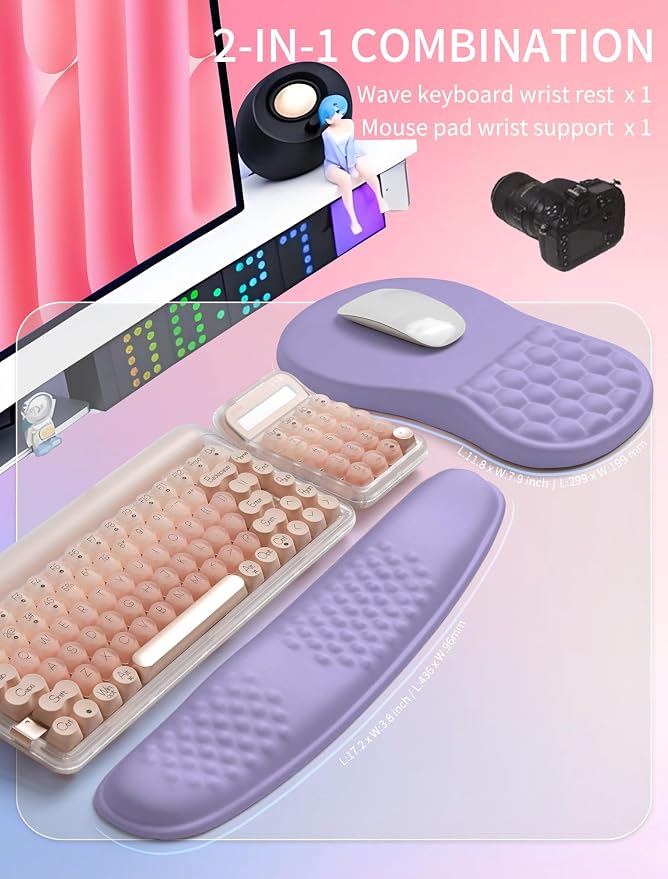 Hokafenle 2in1 Combination, Wave Keyboard Wrist Rest and Ergonomic Curvature - Image 5