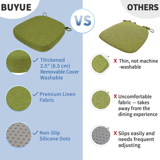 BUYUE Thickened 2.5" Dining Chair Cushions Set of 4, U-Shape High Density Foam - Image 6
