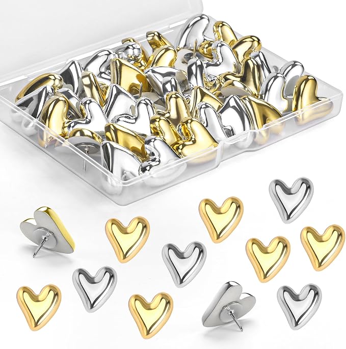 36 Pieces Decorative Heart Push Pin, Push Pins Cute by GOOLADA