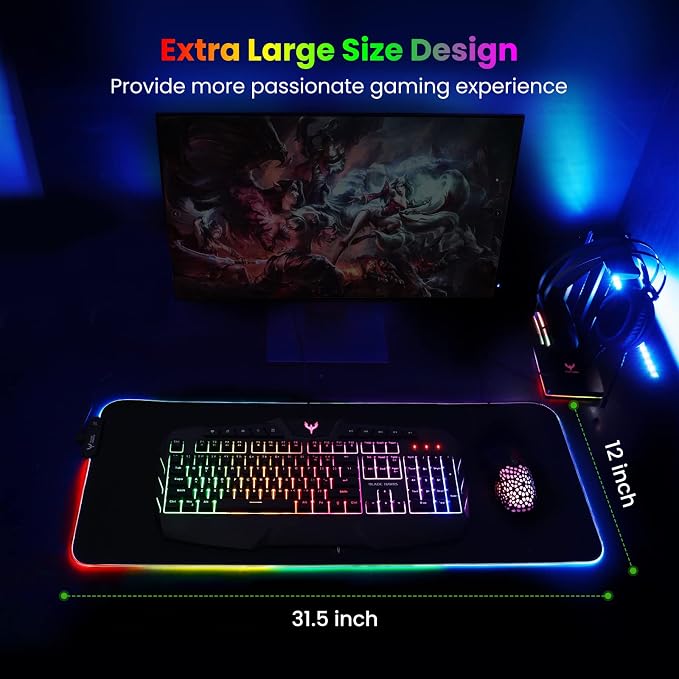 BladeHawks Extra Large RGB Gaming Mouse Pad-14 Light Modes, Extended Soft LED - Image 6