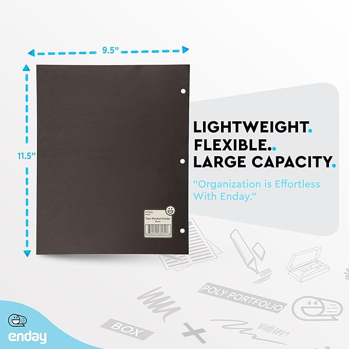 Black Paper Folders with Pockets - Image 5