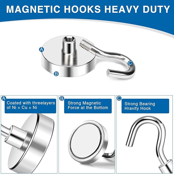 LOVIMAG Magnetic Hooks for Cruise Cabins, 130lbs Magnetic Hooks for Classroom - Image 4
