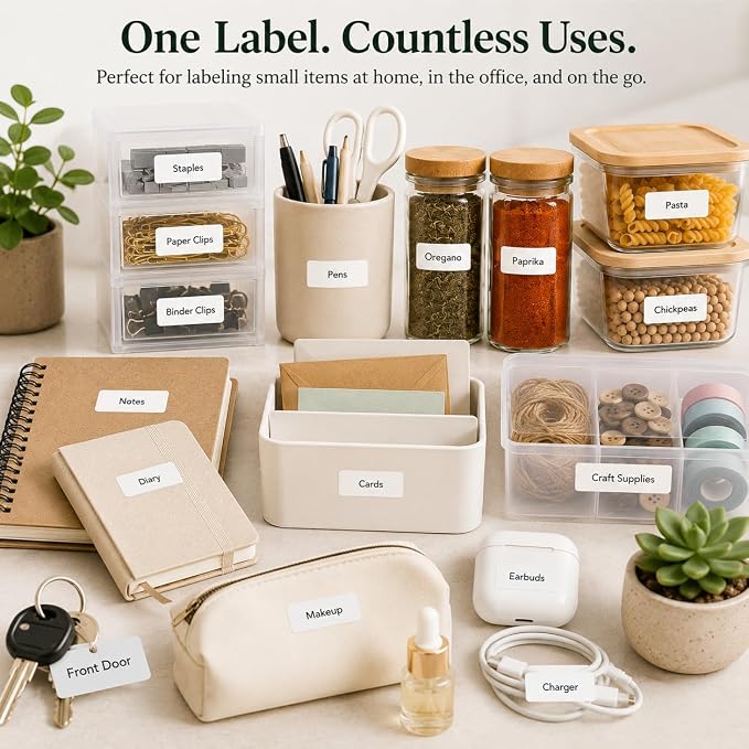 Small Sticky Labels White Rectangular Labels 1" x 0.375 + Bonus Color Labels - Image 4