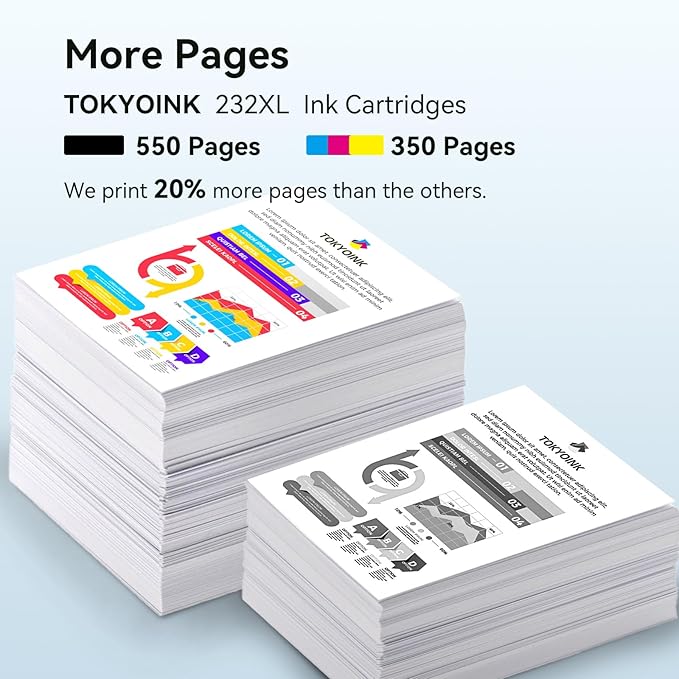 TOKYOINK 232XL Ink Cartridges Combo Pack Remanufactured Replacement for 232 Ink Cartridge 232 XL for Printer XP-4200 WF-2930 XP-4205 WF-2950 Printer Ink (Black, Cyan, Magenta, Yellow 4 Pack)-DeskLoop Office