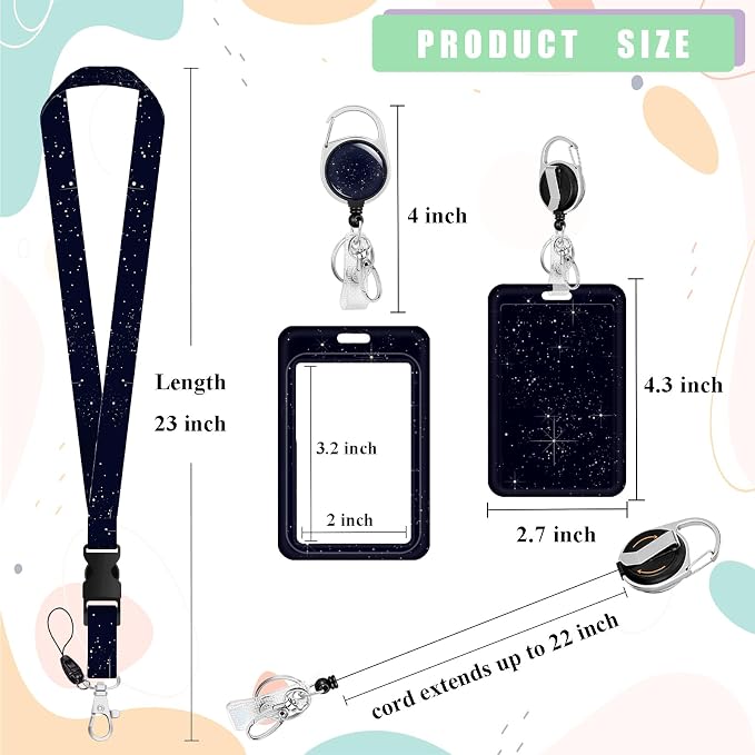 ID Badge Holder with Lanyard, Retractable ID Badge Card Holders Detachable Neck - Image 5