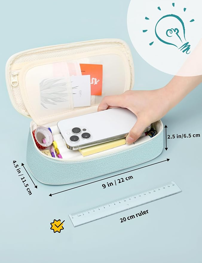 SUNEE Cute Pencil Case, Aesthetic Pen Pouch, Colored Large Pencil Bag - Image 4