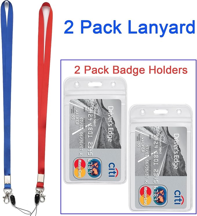 YOUOWO 2Pack Blue Red Lanyards - Image 2