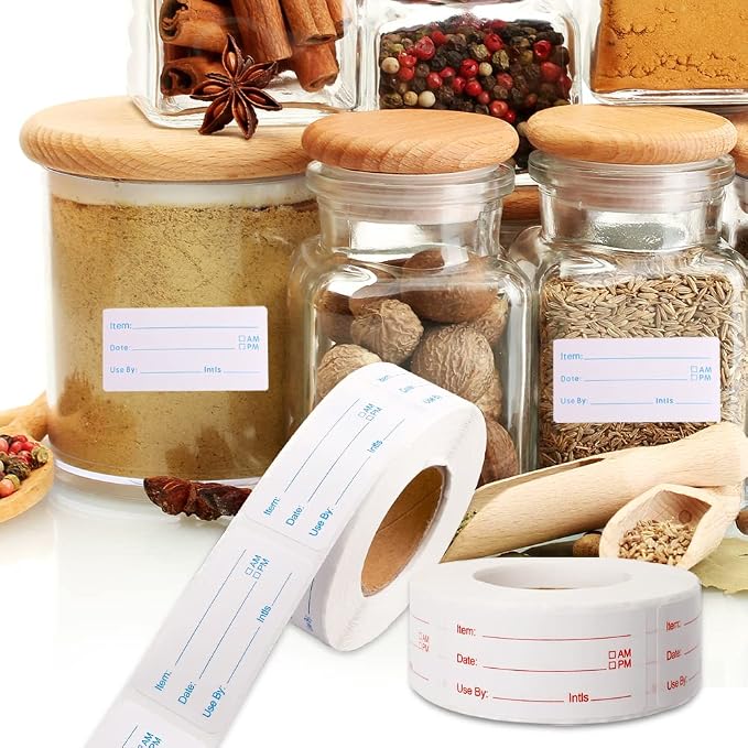 2 Rolls 1000 Pieces Removable Food Labels, 1 x 2 Inch Date Stickers - Image 2