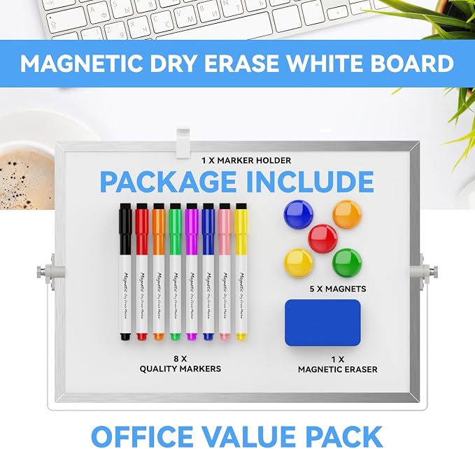 Dry Erase White Board, Cazeyoo Magnetic Desktop Whiteboard 11 x 14inch - Image 2