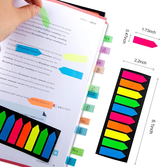 Ericter 2400 Pcs Sticky Tabs Page Markers Sticky Index Tabs, Arrow Flag Tabs - Image 2
