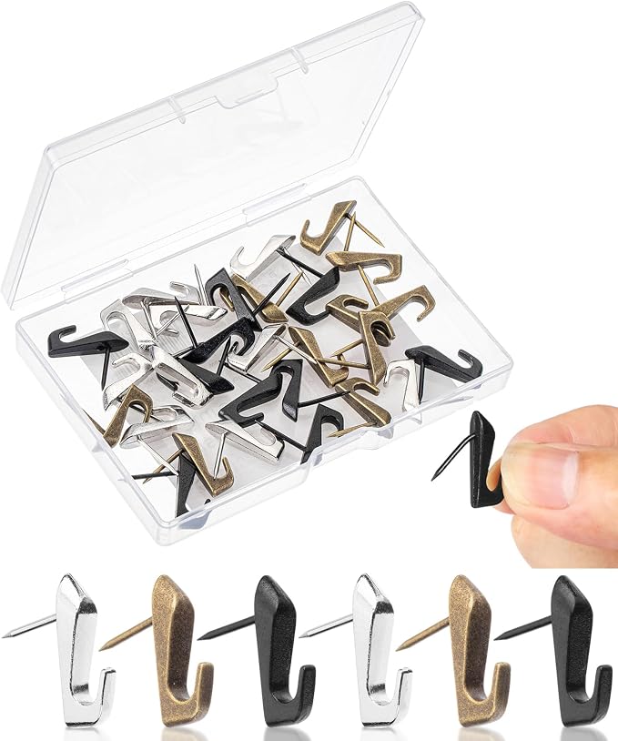 Mr. Pen- Push Pin Hooks for Hanging Pictures, 30 Pack | Decorative Push Pins by MrPen