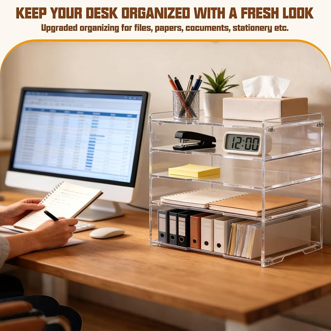 Leffis 5 Tier Acrylic Desk Organizer, Desktop Document Sorter - Image 7