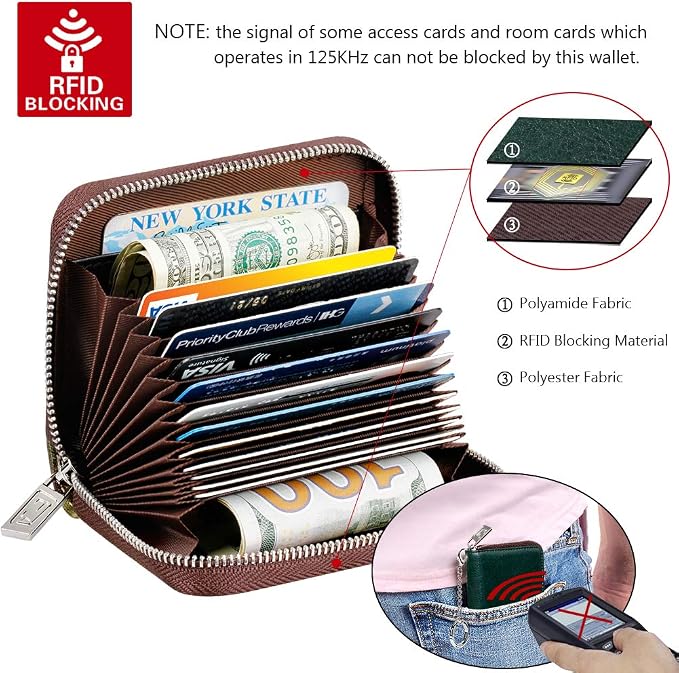 FurArt Zipper Wallet Women, RFID Blocking Credit Card Wallet, Business Card - Image 5